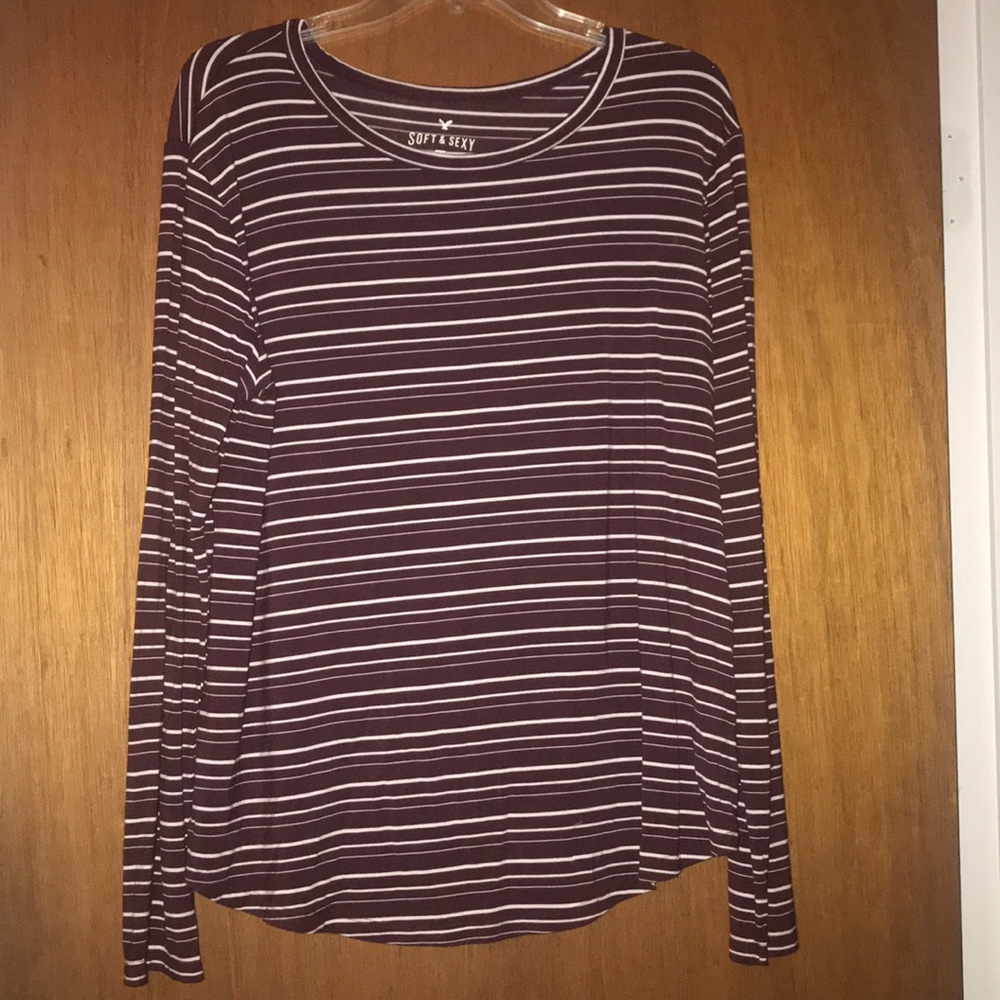 American Eagle long sleeved striped tee